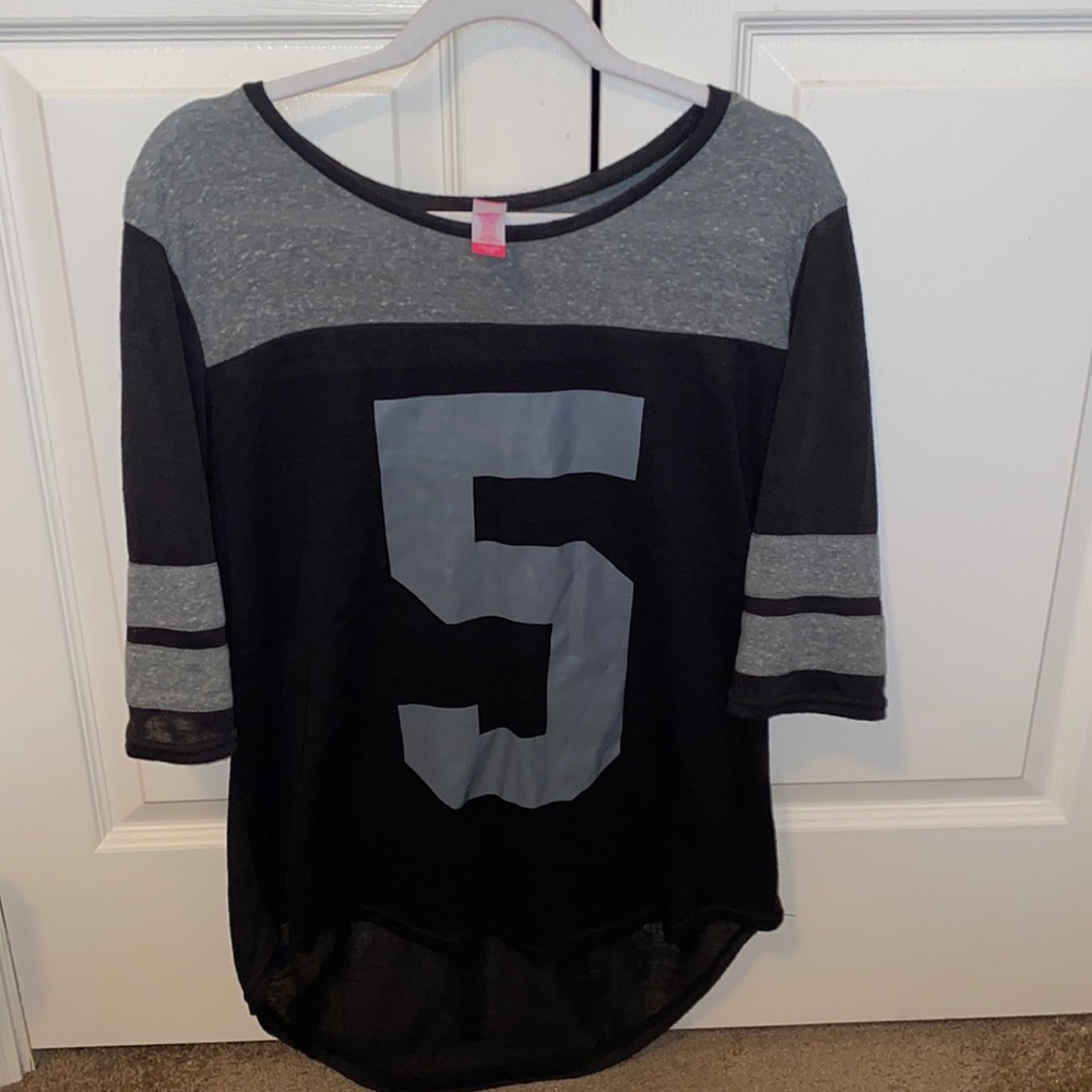 Black and gray sheer top
